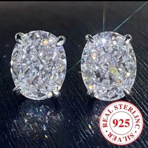 Sterling Silver CZ Oval Cut Earrings